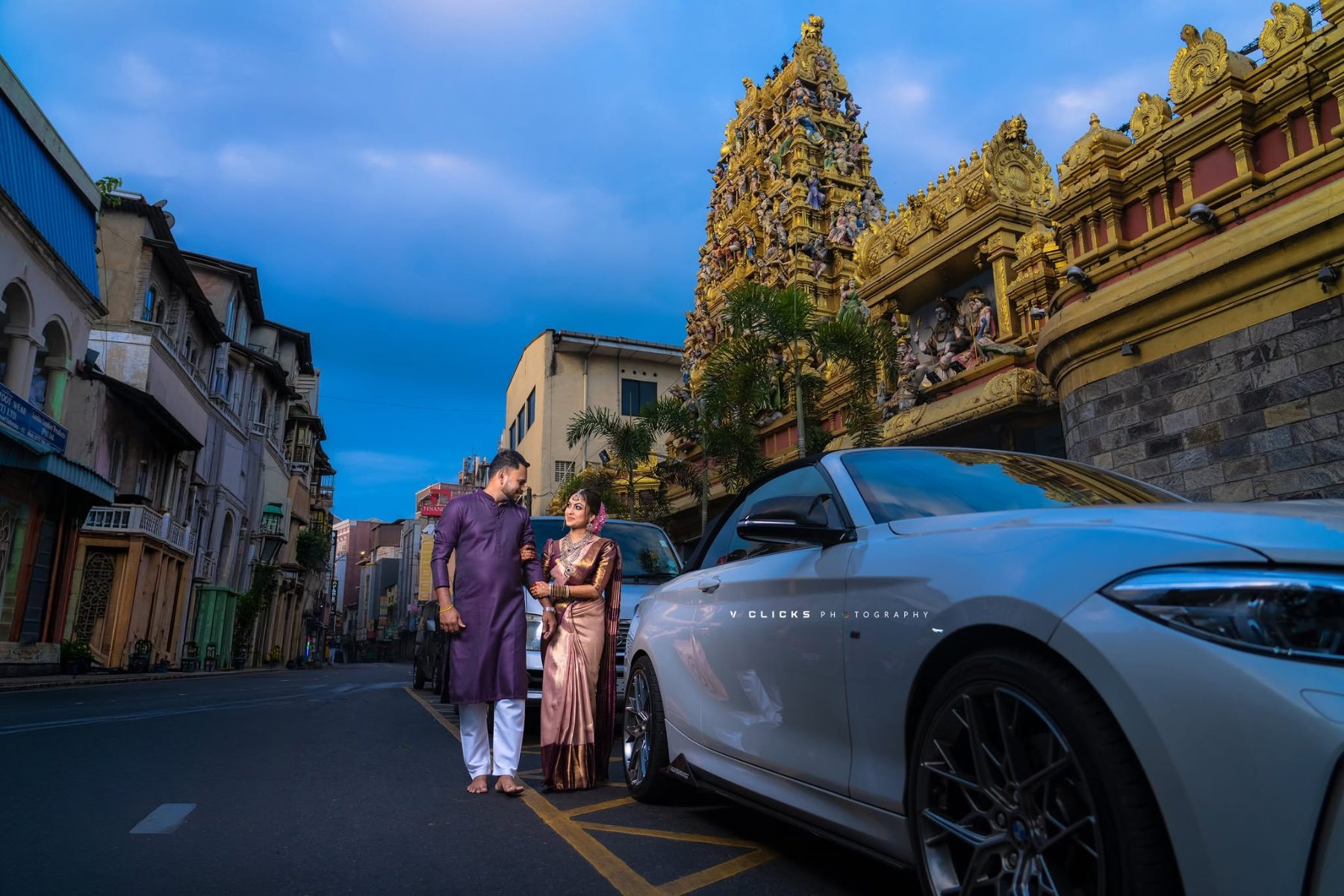 Cinematic wedding couple